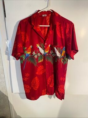 Rima Imar Red Tropical Parrot Camp Shirt